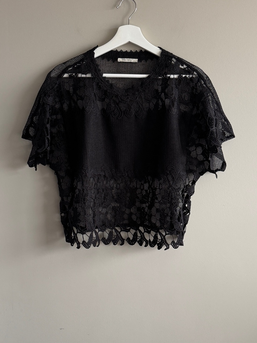 Zara Black Crochet Lace Crop Top